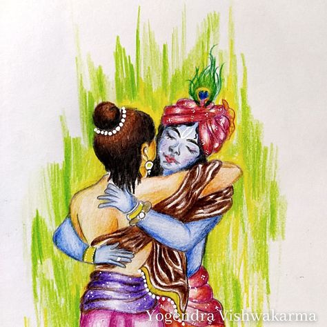 Drawing with Colour Pencils✏️ Pencil Colours Art, Drawing With Pencil Colours, Krishna And Sudama, Friendship Day Drawing, Friendship Day Special, Pencil Colours, Pencils Drawings, Drawing With Pencil, Learn To Live