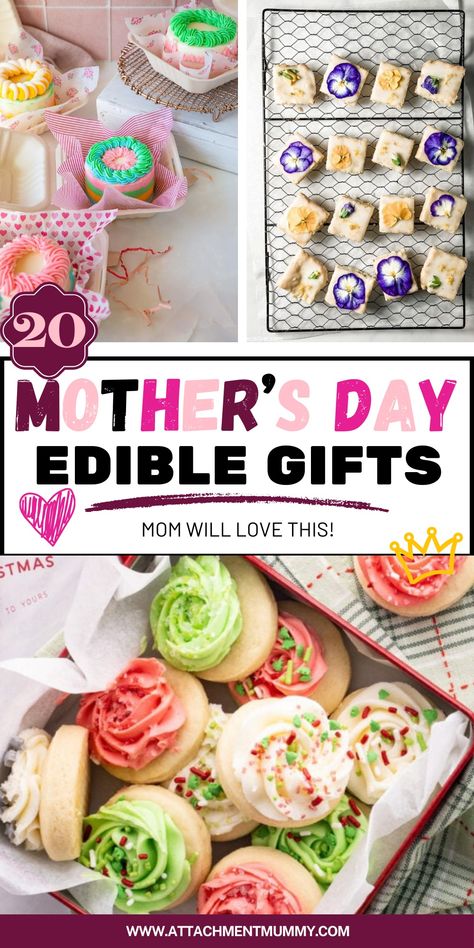 20 Deliciously Edible Mother's Day Gift Ideas You Can Make #MothersDay #DIYgifts #ediblegifts #MotheringSunday Edible Mothers Day Gifts, Mothers Day Cookies Ideas, Homemade Gift Ideas For Kids, Muffins For Mom, Diy Edible Gifts, Homemade Gift Ideas, Apple Puff Pastry, Edible Bouquets, Afternoon Tea Recipes