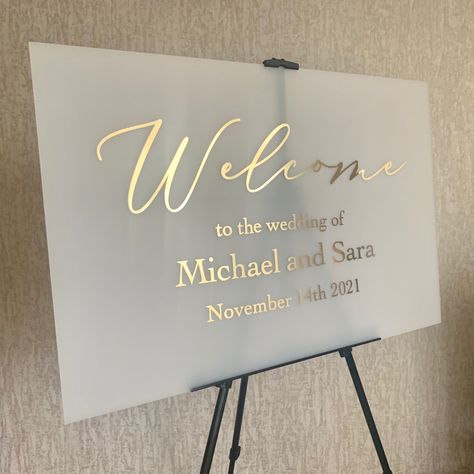 Add the perfect finishing touch to your special day with one of our modern, sleek acrylic signs. Now available in frosted or clear tones! 🤩 Wedding Signage Acrylic, Acrylic Welcome Sign Wedding, Wedding Welcome Sign Acrylic, Couple 4, Acrylic Wedding Welcome Sign, Signage Acrylic, Floral Wedding Sign, Engagement Signs, Event Sign