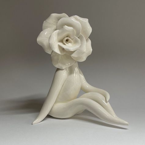 Rose Sculpture to buy online - Flower People by Carolyn Clayton Rose Sculpture, Flower People, November Birth Flower, August Birth Flower, April Birth Flower, Clay Rose, Fairy Village, Flower Sculptures, Sculptures For Sale