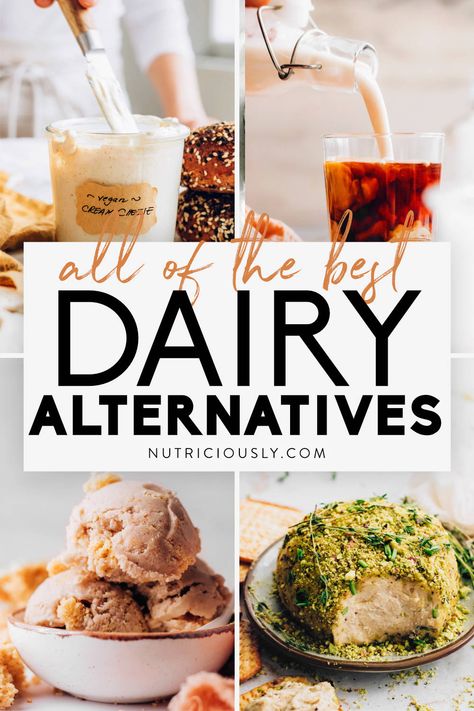 The Best Vegan Dairy Alternatives (Milk, Cheese & More) – Nutriciously Dairy Free Heavy Cream Alternative, Dairy Free Heavy Cream, Dairy Free Recipes Healthy, Allergy Diet, Inflammation Recipes, Butter Ice Cream, Anti Inflammation Recipes, Dairy Free Cream, Milk Products