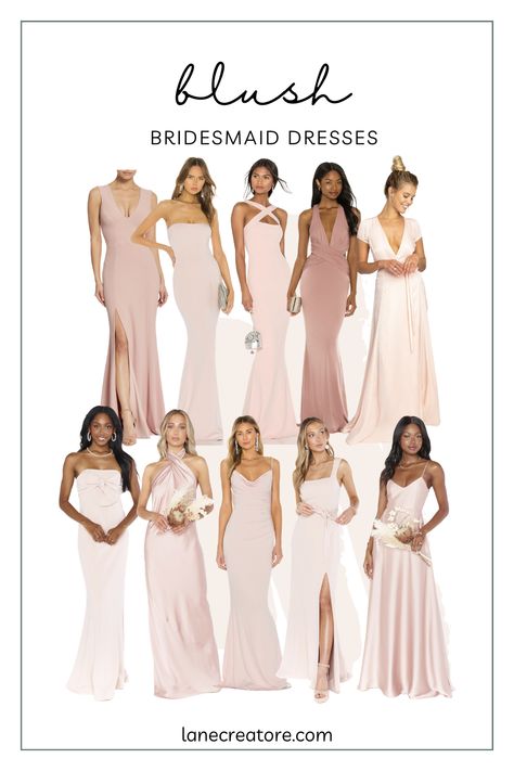 Shop my favorite bridesmaid dresses by color at lanecreatore.com! - - - - Pink Bridesmaid Dresses. Blush Bridesmaid Dresses. Champagne Bridesmaid Dresses. Mismatched Bridesmaid Dresses. Bridesmaid Dress Ideas. #bridesmaidrdress #bridesmaiddressideas #weddinginspiration #bridesmaid #blushbridesmaiddress #bridesmaidhair Gold Champagne Bridesmaid Dresses Blush Pink, Bridesmaid Dresses Pink Blush Rose Gold, Very Light Pink Bridesmaid Dresses, Blush And Champagne Wedding Colors Bridesmaid Dress, Bridesmaid Blush Pink Dresses, Pink Satin Bridesmaid Dresses Long, Different Shades Of Blush Bridesmaids, Blush And Champagne Bridesmaid Dresses, Pink Gold Bridesmaid Dresses