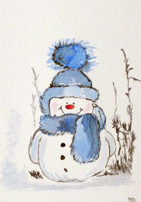 Watercolor Snowmen, Watercolor Christmas Cards Diy, Painted Christmas Cards, Illustration Noel, Winter Watercolor, Christmas Card Art, Diy Watercolor Painting, Watercolor Christmas Cards, Paint Cards