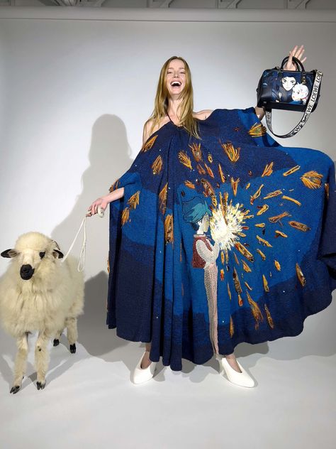 - LOEWE Magical Sky, French Luxury Brands, Howl And Sophie, Sailor Moon S, Avant Garde Artists, Leather Embroidery, Howl's Moving Castle, Knitted Cape, Sky Design