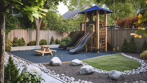 Backyard Playground Ideas for Endless Fun - Innovative Sport Surfacing Play Ground Landscaping, Modern Playground Design, Small Playground Backyard, Family Backyard Layout Play Areas, Outdoor Playground Ideas, Playground Floor Plan, Backyard Playground Landscaping, Backyard Playground Ideas, Playground Backyard