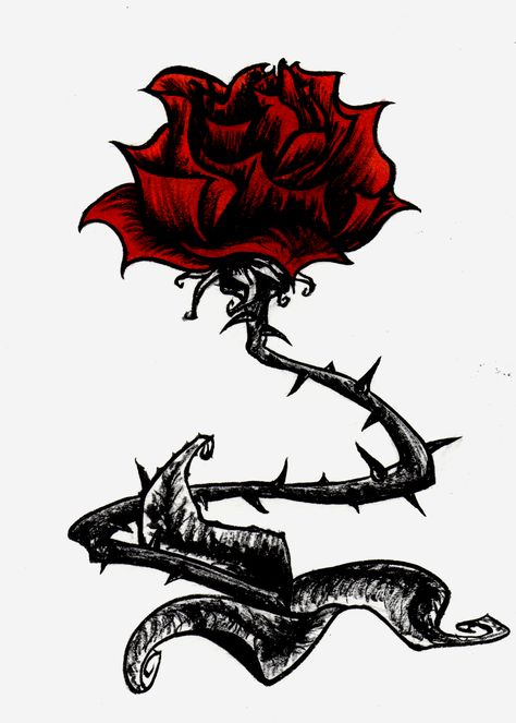 Inktober 2018 | Prickly Creepy Rose | Ink Drawing | black and white | red ink | saravleoni | Sara V Leoni  #inktober #inktober2018 #saravleoni #cartoonartist #mangaartist #inking #ink #handdrawing Red Rose Drawing, Phoenix Feather Tattoos, Roots Drawing, Rose Vine Tattoos, Skull Rose Tattoos, Black And Red Roses, Rune Tattoo, Rose Aesthetic, Red Rose Tattoo