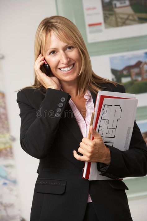 Portrait Of Female Estate Agent In Office On Phone. Smiling At Camera , #affiliate, #Estate, #Agent, #Portrait, #Female, #Smiling #ad Estate Agent Office, Personal Branding Inspiration, On Phone, Residential Real Estate, Graphic Design Tutorials, Branding Inspiration, Photography Session, Design Tutorials, Business Fashion