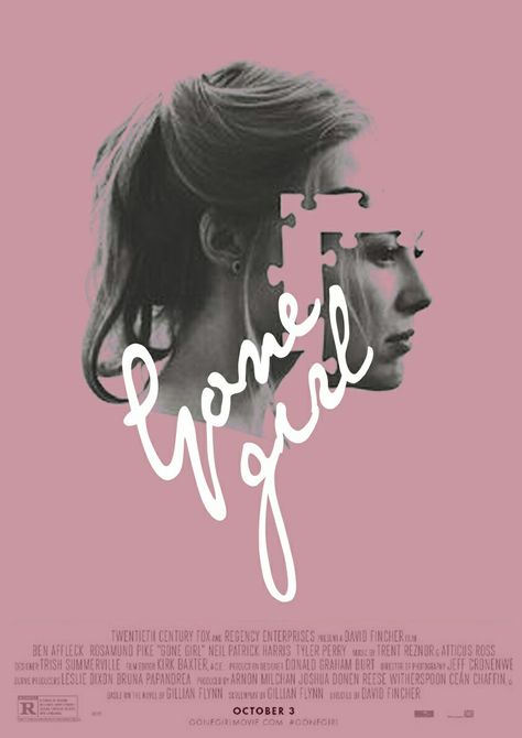 Gone Girl movie poster Pink Film Poster, Coquette Movie Poster, Gone Girl Poster, Pink Movie Poster, Gone Girl Aesthetic, Gone Girl Movie, Coquette Artwork, Feminist Movies, Pink Film