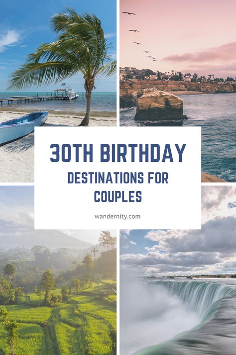 Celebrate your 30th birthday in style with these fun and romantic trip ideas for couples. From exotic getaways to adventurous outings, find inspiration for the perfect birthday celebration. Birthday Trip Ideas For Couples, Boyfriend Birthday Trip Ideas, 30th Birthday Trips For Women, 30th Birthday Vacation Ideas, 30th Birthday Destinations, 30th Birthday Trip Ideas, Trip Ideas For Couples, 30th Birthday Trip, Birthday Trip Ideas