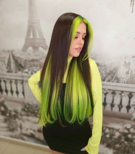 Fox Hair Dye, Brown Long Hair, Arctic Fox Hair Dye, Neon Green Hair, Hidden Hair Color, Intricate Hairstyles, Hair Stripes, Short Dyed Hair, Pelo Cafe