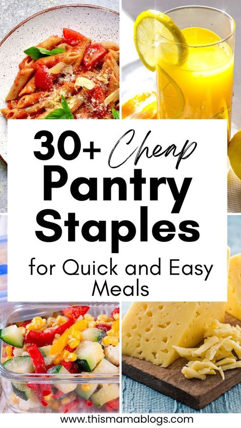 pasta, lemon juice Pantry On A Budget, Quick And Easy Meals, Recipe Boards, Frugal Meals, Pantry Items, Pantry Staples, Frugal Living Tips, Too Busy, Food Staples