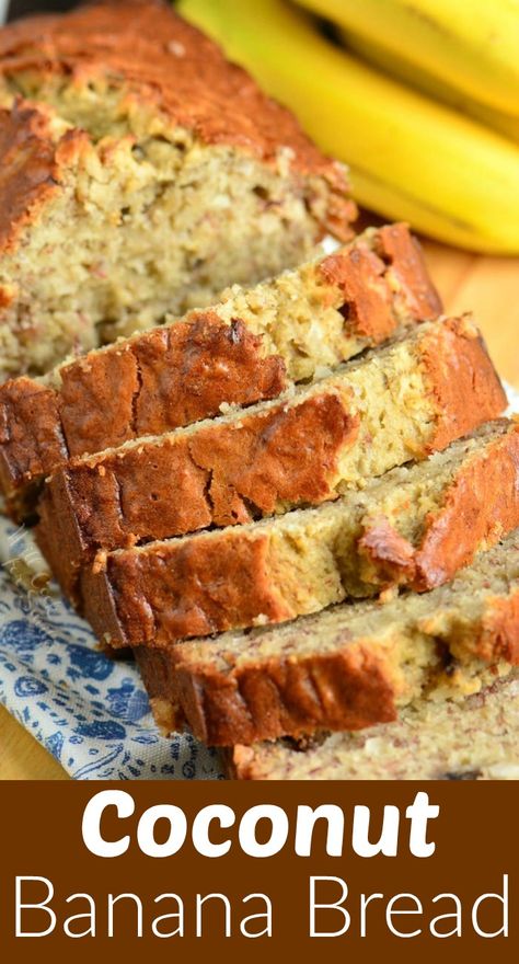 Banana Bread Easy Moist, Coconut Flour Banana Bread, Coconut Bread Recipe, Snack Bread, Coconut Banana Bread, Coconut Flour Bread, Coconut Beach, Flours Banana Bread, Coconut Dessert