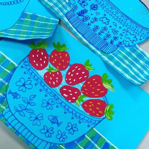 Strawberry Arts And Crafts, Strawberry Art For Kids, Fruit Art Projects, 2024 Planning, Elementary Art Lesson Plans, Art Elementary, Vegetable Crafts, Kindergarten Art Lessons, Summer Art Projects