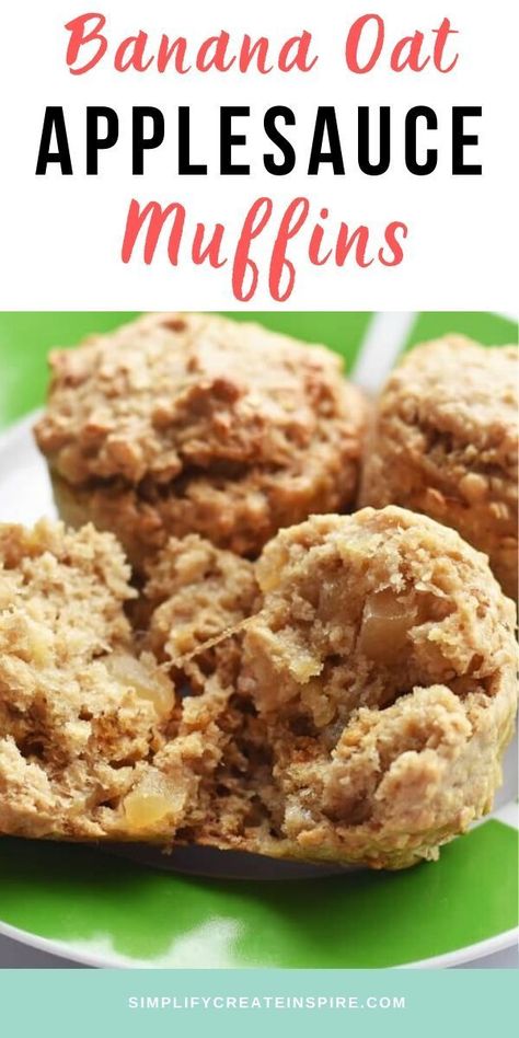 Muffins With Bananas And Oats, Recipes With Bananas And Oats, Ww Ripe Banana Recipes, Banana Applesauce Oatmeal Muffins, Recipes Using Rolled Oats, Applesauce Muffins Healthy, Applesauce Banana Muffins, Recipes With Unsweetened Applesauce, Bread Beckers