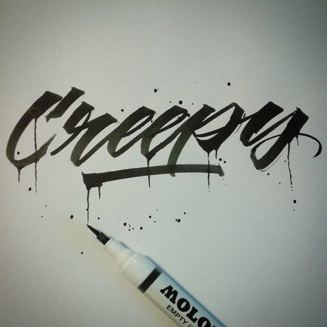 Creepy #frakone #calligraphy #calligraffiti #handwriting #… | Flickr Creepy Calligraphy, Paint And Sip, Brush Pen, Calligraphy, Art Journal, Graffiti