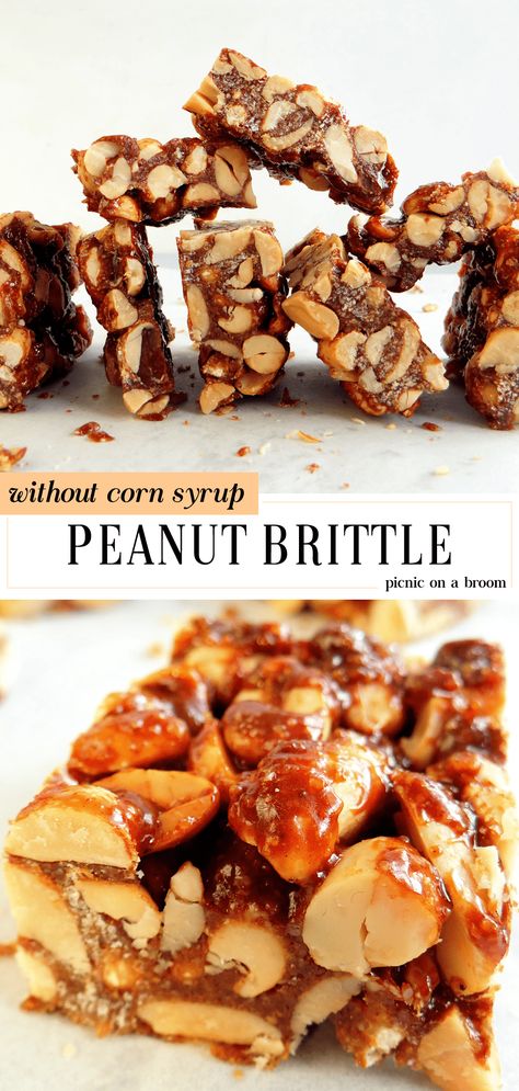 Popcorn Brittle, Peanut Brittle Without Corn Syrup, Peanut Brittle Recipe Without Corn Syrup, Soft Peanut Brittle Recipe, Almond Brittle, Peanut Brittle Recipe, Peanut Candy, Brown Sugar Recipes, Brittle Recipes