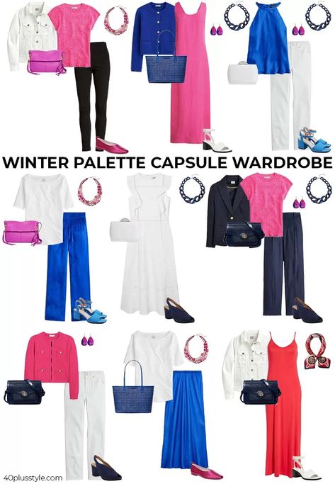 Deep Winter Palette Outfits, True Winter Palette, Bright Winter Outfits, True Winter Color Palette, Cool Winter Color Palette, Deep Winter Palette, Deep Winter Colors, White Outfits For Women, Winter Palette