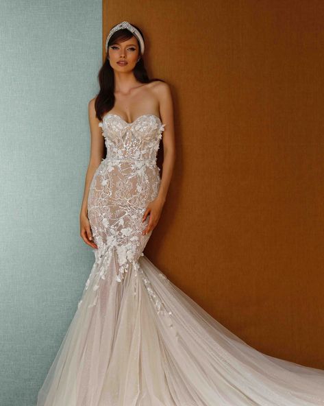 Shimmer Wedding Dress, Tulle Mermaid Wedding Dress, Sweetheart Bridal Gown, Sweetheart Bridal, Crystal Wedding Dresses, Berta Wedding Dress, Berta Bridal, Wedding Dress Boutiques, Applique Wedding