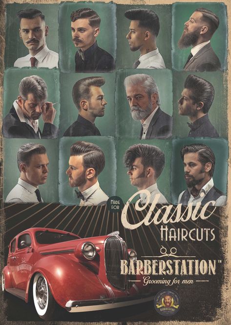 Vintage Barber Poster, Old School Barber Shop, Barbershop Poster, Barber Poster, Hair Tips For Men, Classic Barber Shop, Barber Shop Haircuts, Hair Salon Pictures, Beard Barber