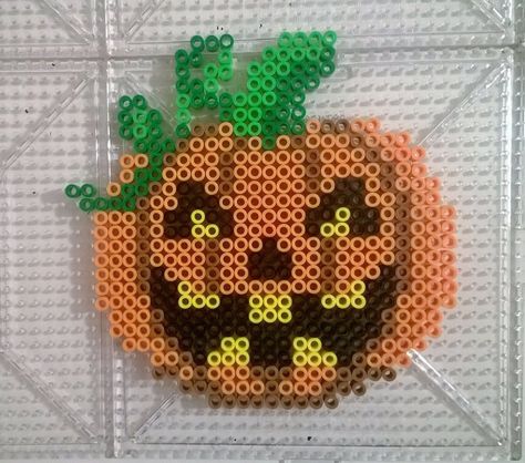 Perler Bead Jack O Lantern, Jack O Lantern Perler Beads, Only Quote, Hamma Beads Ideas, Perler Ideas, Pumpkin Bead, Hama Beads Design, Diy Perler Bead Crafts, Halloween Beads