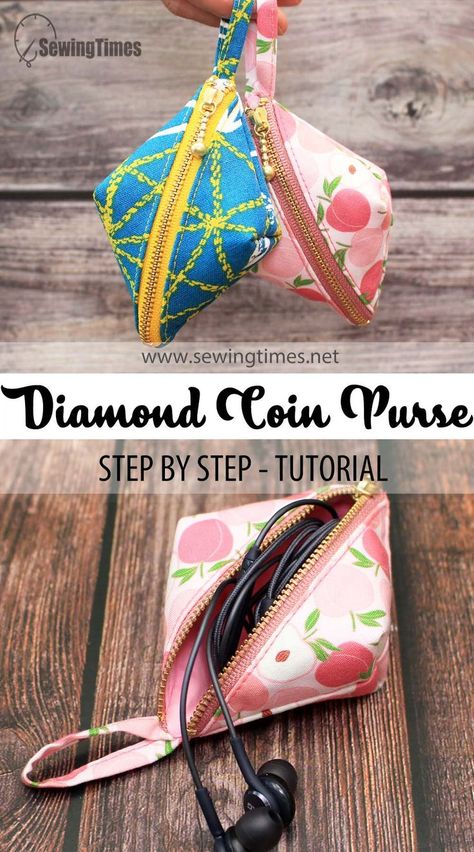 Diy Jewellery Pouch, Diy Coin Purse Pattern, Small Bag Pattern, Diy Pouch No Zipper, Sling Bag Pattern, Mini Zipper Pouch, Diy Coin Purse, Earphone Pouch, Diy Pouch