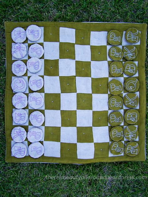 full chess board set up Words Embroidery, Diy Chess Set, Portable Chess Set, Environmental Projects, Art Auction Projects, Use Your Words, Chess Board Set, Checkers Game, Easy Christmas Ornaments