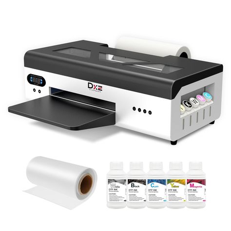 PRICES MAY VARY. Enhanced DTF Printer: The upgraded DXZ DTF printer features a white ink mixing system, white ink recirculation system, and auto-cleaning function. Say goodbye to clogs and ensure smooth white ink flow for vibrant prints on light and dark fabrics. L1800 6 Color Printhead: With the L1800 6 Color Printhead, enjoy faster and more consistent printing. Experience stunning 1440 x 1400 dpi CMYK+WW 6-color prints that are rich, vibrant, and full. Perfect for T-shirts, crafts, bags, hats, Picture Printer, Vinyl Printer, Leather T Shirt, Shirt Printer, Dtf Printer, Abstract Pictures, Bottled Ink, Amazon Products, Cleaning Accessories