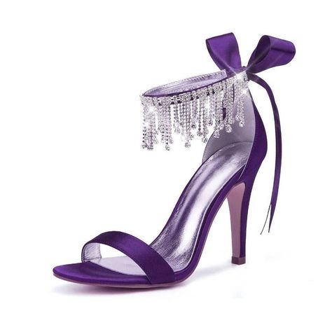 10% OFF Cinderella Shoes Sparkling Crystal Rhinestones Blue - Etsy Bosnia and Herzegovina Purple Heels Wedding, Purple Black Wedding, Royal Purple Wedding, Plum Heels, Purple High Heels, Holly Wedding, Purple Prom, Bling Design, Purple Heels