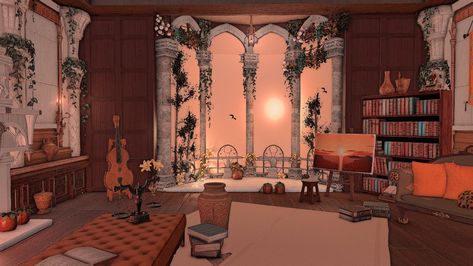 Cottage Core House, Ffxiv Housing, Garden Island, Golden City, Fantasy Horses, Candy House, Elden Ring, Fantasy House, Gaming Decor