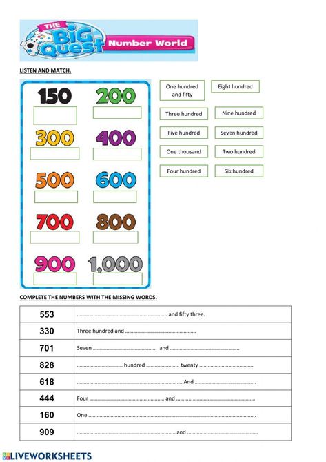 Numbers To 1000 Activities, Big Numbers Worksheets, Cardinal Numbers Worksheets, Grit Activities, Numbers To 1000, Capacity Worksheets, Probability Activities, Number Names, 30 Number