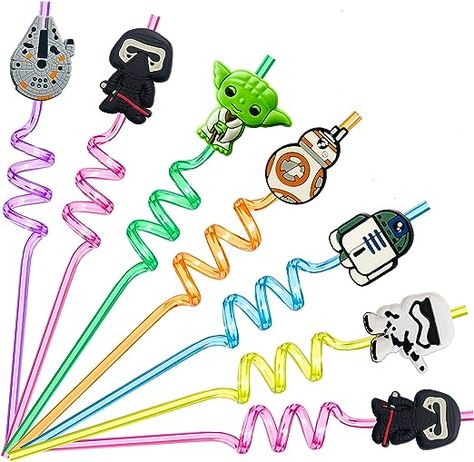 Amazon.com: Star Wars Birthday Party Supplies Straws ,18 PCS Reusable Drinking Straws for Star Wars Party Favors, Party Supplies, Party Goodie Gifts for Kids Birthday Party decorations with 2 PCS Cleaning Brushes : Home & Kitchen Star Wars Birthday Party Favors, Star Wars Party Favors, Star Wars Themed Birthday Party, Pirate Party Favors, Pirate Themed Birthday Party, Pirate Themed Birthday, Star Birthday Party, Fest Temaer, Ocean Theme Party