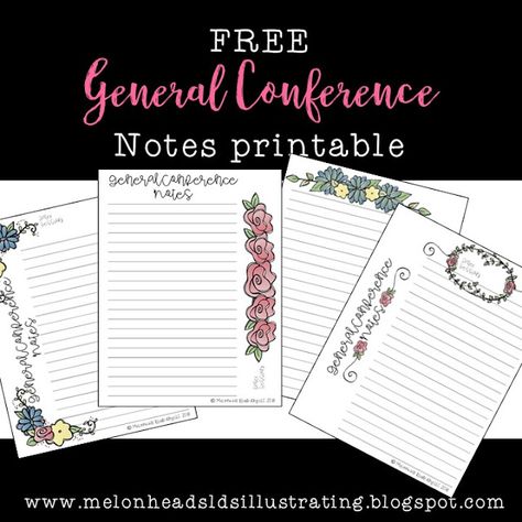 General Conference Young Women, General Conference Journal, General Conference Notes, General Conference Packets, Lds Activities, Conference Activities, General Conference Activities, Note Printable, Visiting Teaching Handouts