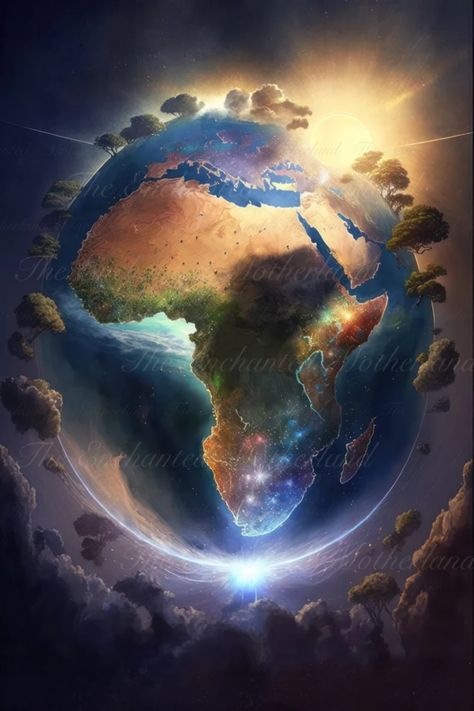 Enchanted Map of Africa | The Motherland | Africa Art Map Continent | Downloadable Digital JPEG File Map Of Africa Art, African Fantasy Art, Map Of Africa, Art African, Africa Art, Africa Map, Black Love, Map Art, Enchanted