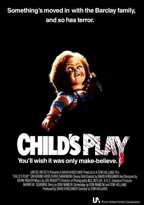 Chucky 1988 Poster, Chris Sarandon, Child's Play Movie, Classic Horror Movies Posters, Chucky Movies, Michael Myers And Jason, Chucky Horror Movie, Good Guy Doll, The Blob