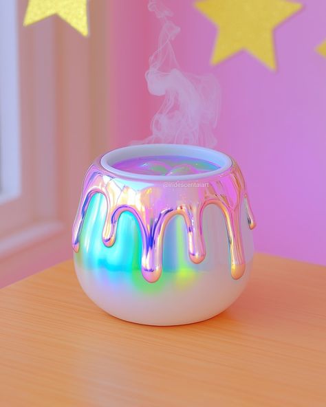 Witchy Brew themed drinks 🪄💚✨✨✨ #Witch #WitchesBrew #HolidayDrinks #Halloween #Drinks #IridescentArt #IridescentAIArt #Iridescent Pastel Holographic Aesthetic, Holographic Candle, Iridescent Liquid, Holographic Crystals, Iridescent Clouds, Beauty Paintings, Magical Items, Drawings Photography, House Items