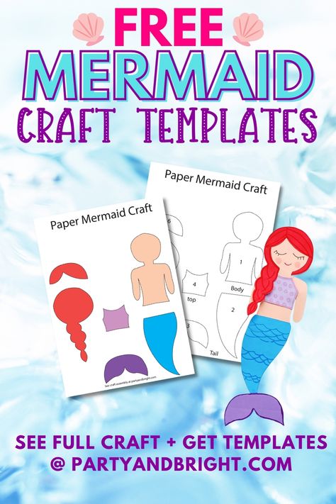 Mermaid Tails Printable Free, Paper Mermaid Craft, Build A Mermaid Printable, Mermaid Tail Template Free Printable, Mermaid Template Free Printable, Mermaid Crafts For Kids, Mermaid Activities, Mermaid Template, Free Printable Mermaid