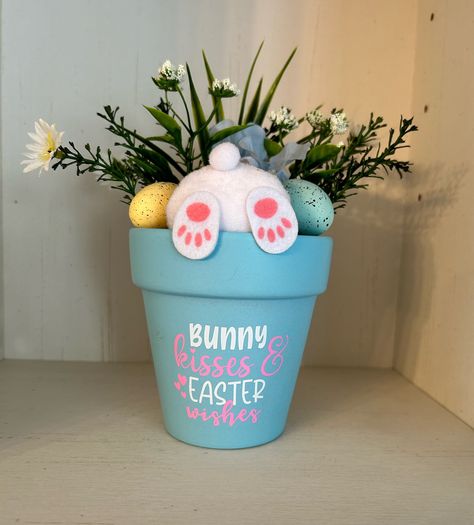 Light Blue Chalk Paint, Ringwood Nj, Easter Spring Crafts, Blue Chalk Paint, Terra Cotta Clay, Terra Cotta Clay Pots, Easter Garden, Terra Cotta Pot, Vinyl Quotes