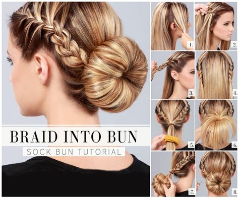 Sock Bun With Braid, Easy Dance Bun Hairstyles, Braided Dance Hairstyles, Lyrical Hairstyles Dance Hair, Dance Competition Hairstyles Lyrical, Dance Hairstyles Competition Bun, Ballet Bun With Braid, Dancer Bun Hairstyles, Dance Competition Hair Braids