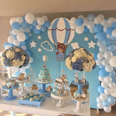 Baby Shower Ideas For Girls Themes, Theme Bapteme, Idee Babyshower, Baby Shower Decorations For Boys, Baby Boy 1st Birthday, Boy Baby Shower Themes, Fiesta Baby Shower, Teddy Bear Baby Shower, Baby Boy Birthday