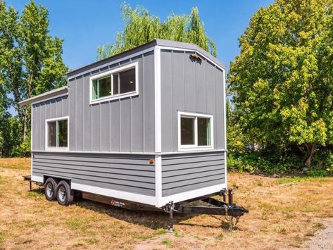 24-ft. Tiny House on Wheels Designed For Airbnb Self Sufficient Homestead, Tiny House Vacation, U Shaped Couch, Air Conditioner Units, Tiny House Talk, Cedar Siding, Modern Tiny House, Tiny Houses For Sale, Butcher Block Countertops