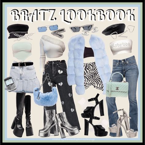 Baddie Bratz Outfits, Bratz Doll Outfits Aesthetic, Cloe Bratz Aesthetic Outfits, Modest Bratz Outfits, Bratz Core Outfit, Bratz Inspo Outfit Sasha, Brats Outfit Aesthetic, Bratz Bachelorette, Jade Bratz Outfits Inspiration