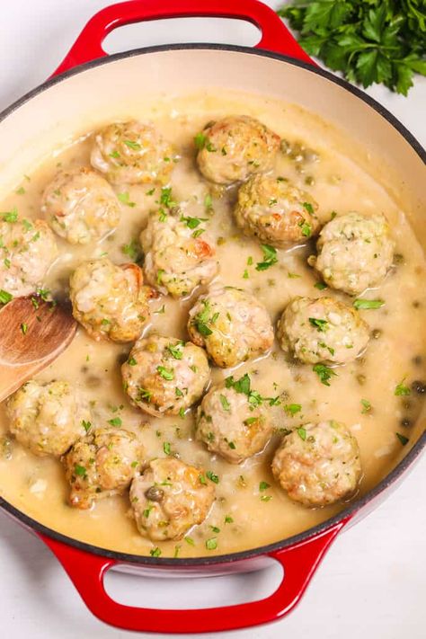 Ground Veal Recipes, Veal Piccata Recipe, Veal Meatballs Recipe, Veal Meatloaf, Veal Piccata, Veal Meatballs, Piccata Recipe, Italian Meat Recipes, Italian Meatballs Recipe