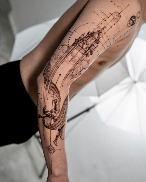 Tattoos Architecture, Tattoos For Architects, Concept Art Tattoo, Roman Architecture Tattoo, Architectural Tattoo, Architecture Inspired Tattoo, Architecture Tattoo Ideas, Architecure Tattoos, Cute Halloween Tattoos