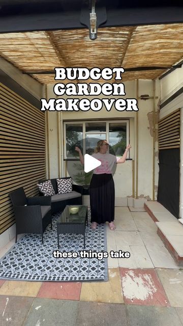 Patio Refresh On A Budget, Diy Deck Decor Ideas On A Budget, Garden Makeover Before And After, Cheap Garden Makeover, Garden Makeover On A Budget, Rental Garden, Patio Makeover On A Budget, Window Chair, Garden Slabs