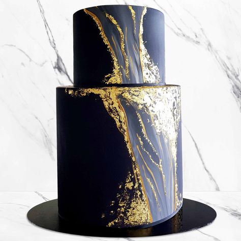 Marble Fondant, Black And Gold Birthday Cake, 50th Birthday Cakes For Men, Tiered Cakes Birthday, Black Fondant, Gold Birthday Cake, 50th Cake, Fruit Cake Christmas, Gold Drip