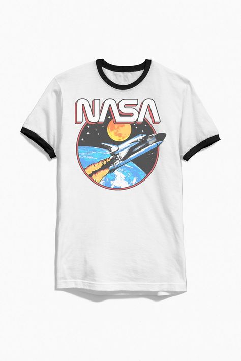 Craig Aesthetic, Jason Aesthetic, Alien Clothes, Nasa Clothes, Rainbow Logo, Space Shirts, Lift Off, Mens Fashion Streetwear, Ringer Tee