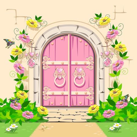 Pink Gate, Castle Birthday Cakes, Coreldraw Design, Castle Doors, Castle Gate, Baby Boy 1st Birthday Party, Pink Castle, Baby Boy 1st Birthday, Castle Designs