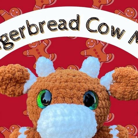 Christmas Crochet Plushies Free Patterns, Gingerbread Crochet Pattern Free, Squishmallows Plushies, Eyes Crochet, Crochet Gingerbread, Crochet Plushies, Crochet Cow, Crochet Amigurumi Free Patterns, Crochet Amigurumi Free