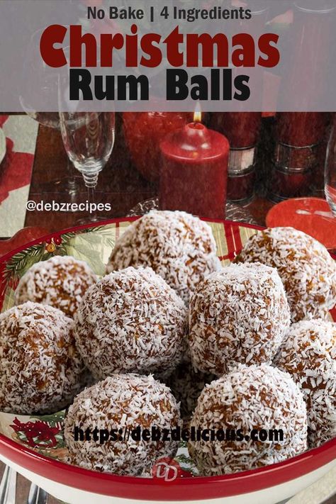 chocolate rum balls, coconut rum balls, kid friendly rum balls without rum, no bake, 4 ingredient Rum Balls No Bake, Coconut Rum Balls, Quick Holiday Treats, Chocolate Condensed Milk, Chocolate Rum Balls, Rum Desserts, Rum Balls Recipe, Truffle Recipe Easy, Perfect Christmas Dessert