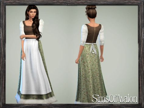 Sims 4 Ultimate Decades Challenge, 1800 Sims 4 Cc, Sims 4 Cottage Clothes, Sims 4 Peasant Cc, Sims 4 Medieval Cc Clothes, Sims 4 Medieval Cc, Furniture Mods, Sims 4 Medieval, Simple Gown